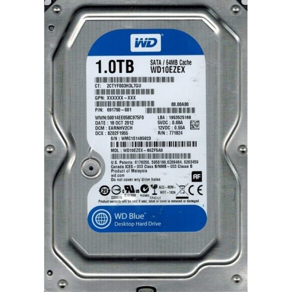 1TB WD Blue Desktop HDD (Used)